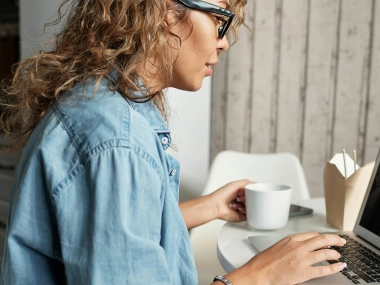 Woman having a meeting on computer